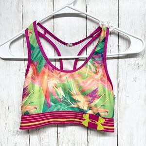 Under armour Sports Bra Youth Girls Small Athletic Racerback Multicolored Lined